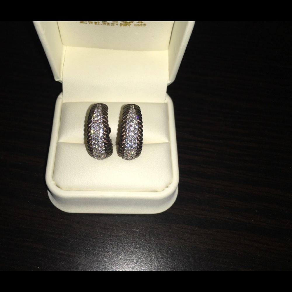 Judith Ripka Bronze Diamonique hoop earrings